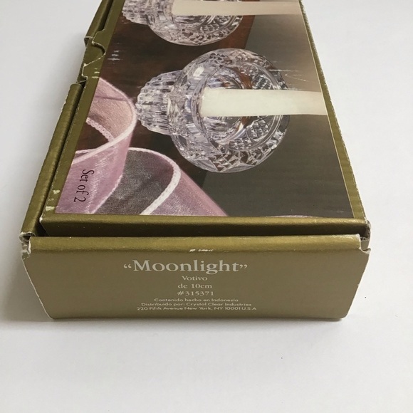 Crystal Candle Holders SET OF 2 Manhattan Moonlight 3-Way Votive Taper Tea Light - Picture 9 of 10